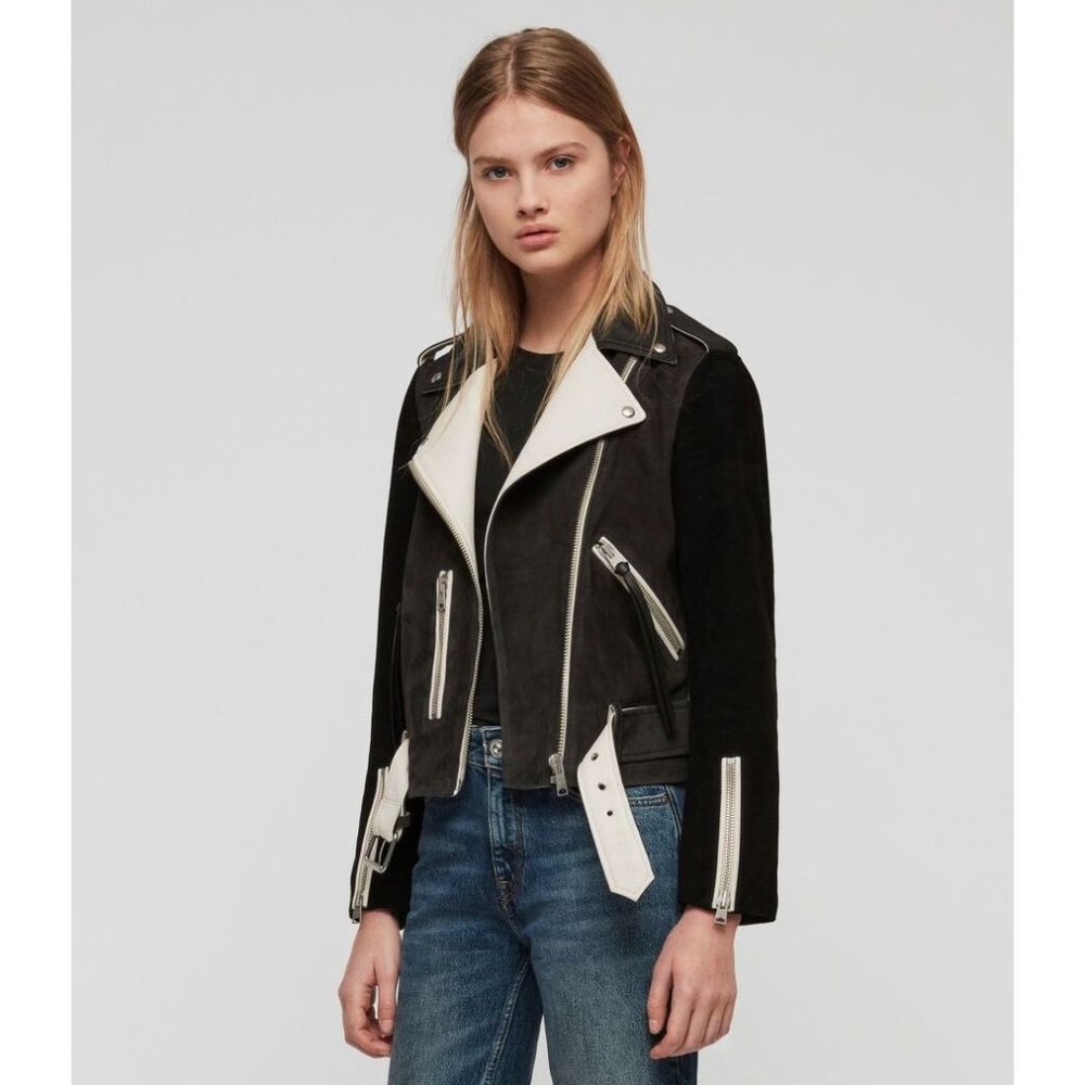 ALLSAINTS Balfern Suede & Leather Biker Jacket